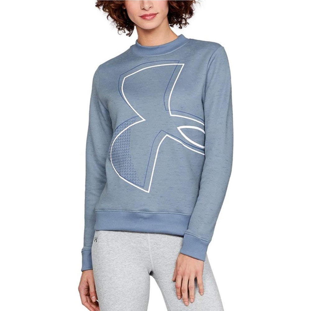 Under Armour Washed Blue Fleece Crew Neck Pullover Size Small
